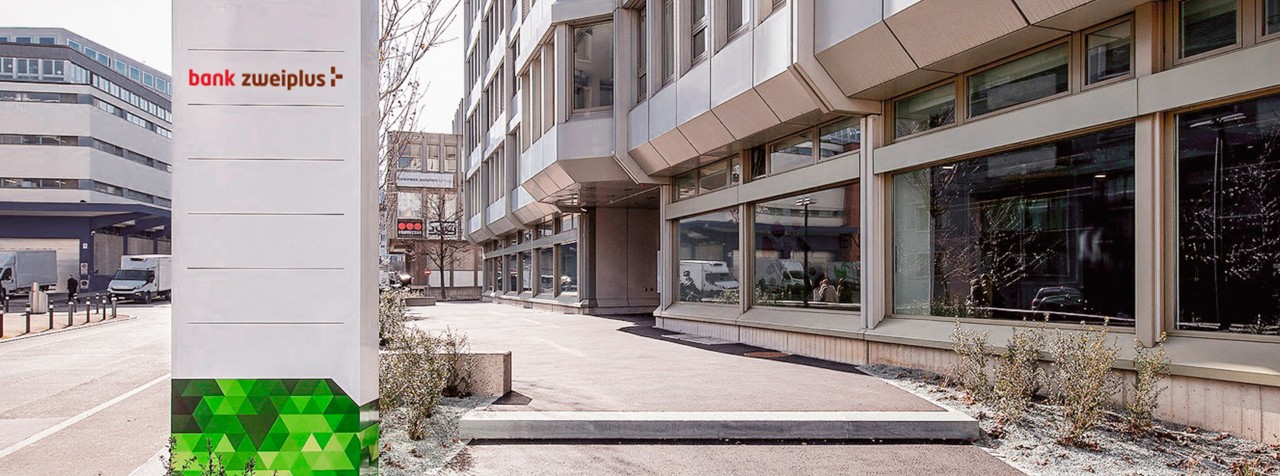 Bild Gebäude der bank zweiplus von aussen